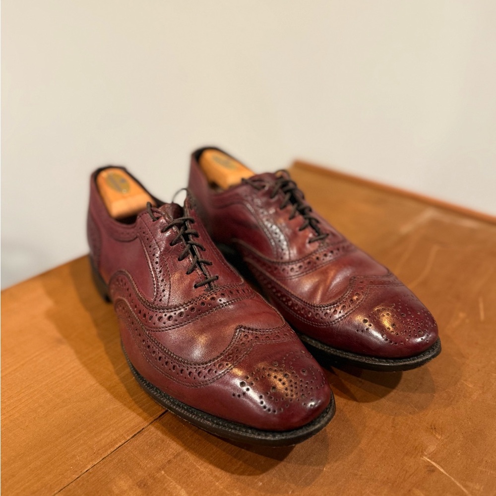 ALLEN EDMONDS Merlot Wingtip Premium Dress Shoe, “Independence Collection,” 11D